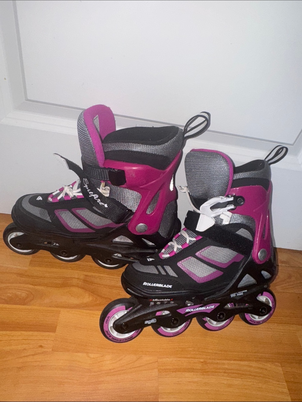 Rollerblade Spitfire XT Adjustable Fitness Skates, Black/Purple, bigkids 5